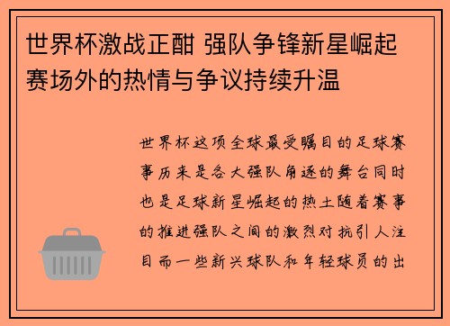 世界杯激战正酣 强队争锋新星崛起 赛场外的热情与争议持续升温